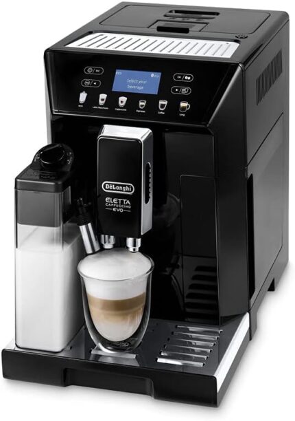 De'Longhi Eletta Evo ECAM 46.860.B Kaffeevollautomat mit LatteCrema Milchsystem, Cappuccino und Espresso auf Knopfdruck, LCD Display und Sensor-Touch-Tasten, schwarz