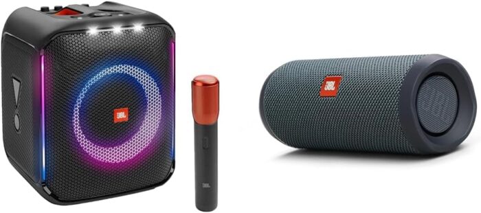 JBL PartyBox Encore – Tragbarer Party-Lautsprecher für drinnen und draußen – Mit eingebauten Lichtern, IPX4-Design und tiefem Bass – 10 Stunden Laufzeit – In Schwarz