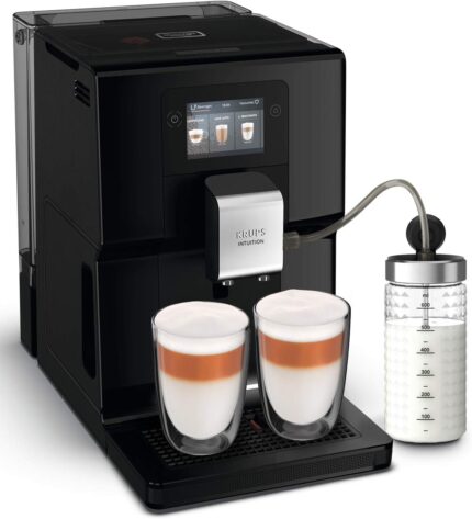 Krups Intuition Preference Kaffeevollautomat mit Milchschlauch, 11 Getränke, Personalisierung, 2-Tassen-Funktion, Kaffeemaschine, Schwarz, EA872810