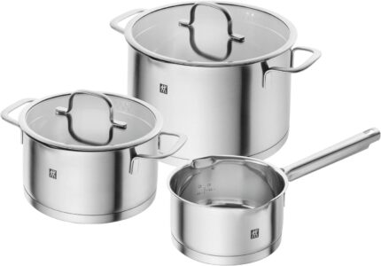 ZWILLING TrueFlow Kochtopfset, 5-teilig, Mit Ausgießfunktion, Induktionsgeeignet, Edelstahl, Silber