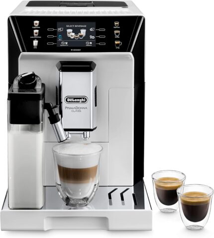 De'Longhi PrimaDonna Class ECAM 550.65.W Kaffeevollautomat mit LatteCrema Milchsystem, Cappuccino und Espresso auf Knopfdruck, 3,5 Zoll TFT Farbdisplay und App-Steuerung, weiß