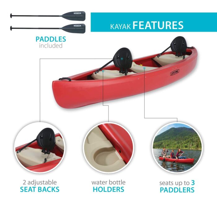 Lifetime Kodiak Canoe with 2 Paddles, Red, 13' - Image 7