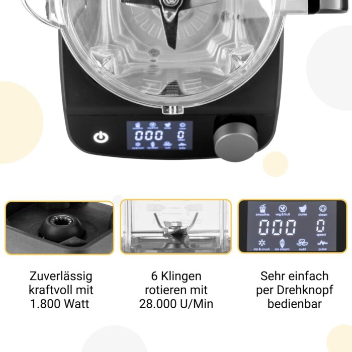 KLAMER Standmixer, 1,75 L Glasbehälter, Elektrischer Mixer mit 1400 Watt, Smoothie Maker mit 22.000 U/Min - Image 12