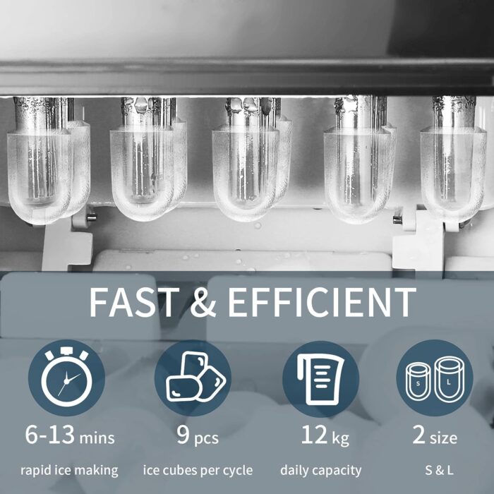 Eiswürfelmaschine Testsieger 12KG Eiswürfelbereiter Ice Maker 6 min Produktionszeit Ice Cube Maker, Eiswürfelmaschinen leise Eiswürfel Maschine mit Selbstreinigungsfunktion - Image 2