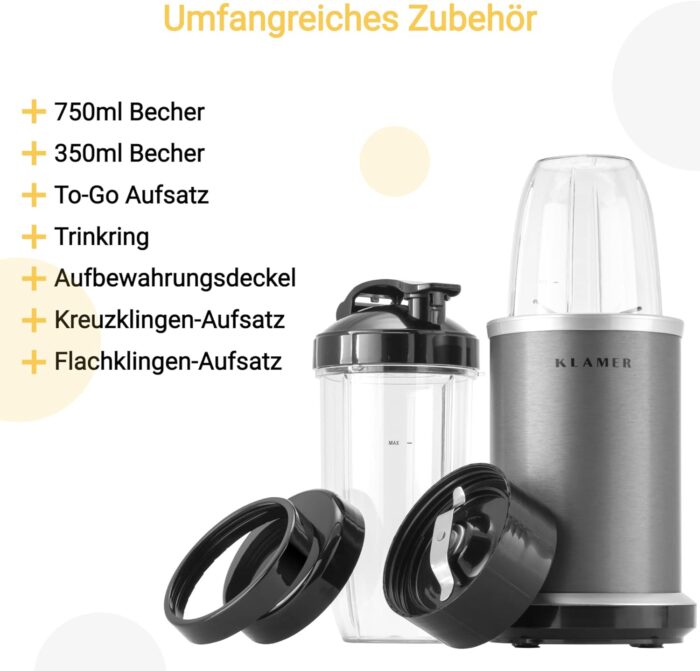 KLAMER Standmixer, 1,75 L Glasbehälter, Elektrischer Mixer mit 1400 Watt, Smoothie Maker mit 22.000 U/Min - Image 19