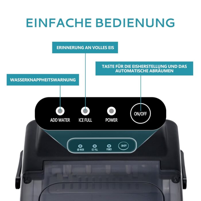 EUHOMY Eiswürfelmaschine Klein, 9 Eiswürfel in 6 Minuten, 12 kg/24H, Eiswürfelmaschine Edelstahl mit Tragbarem Griff - Image 12