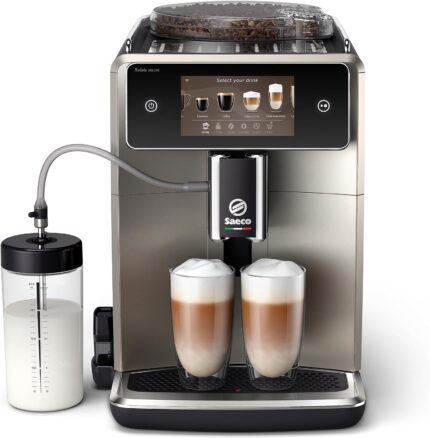 Philips Xelsis Deluxe Kaffeevollautomat – WLAN-Konnektivität, 22 Kaffeespezialitäten, Intuitives 5"-Touchdisplay, 8 Benutzerprofile, Keramikmahlwerk, 5 l, 28.7 x 48.7 x 39.6 cm, ‎Metall (SM8782/30)