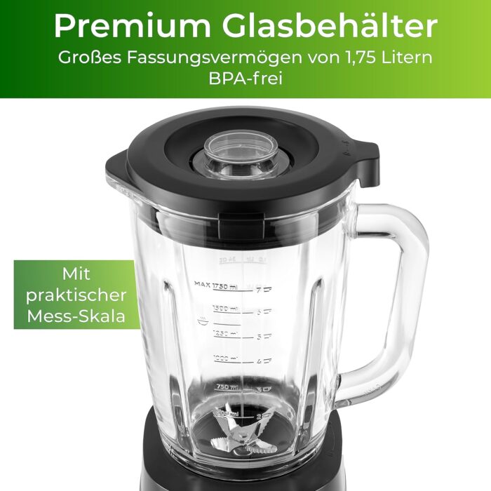 KLAMER Standmixer, 1,75 L Glasbehälter, Elektrischer Mixer mit 1400 Watt, Smoothie Maker mit 22.000 U/Min - Image 3