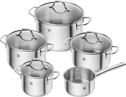 ZWILLING Flow Kochtopf-Set, 5-teilig, 4 Deckel, Induktionsgeeignet, Edelstahl