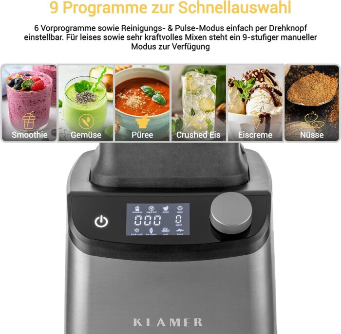 KLAMER Standmixer, 1,75 L Glasbehälter, Elektrischer Mixer mit 1400 Watt, Smoothie Maker mit 22.000 U/Min - Image 11