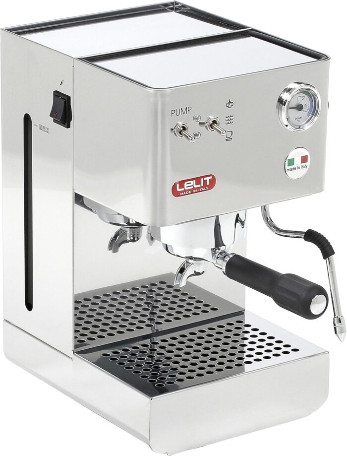 Lelit PL41PLUS Glenda, semi-professionelle Kaffeemaschine, ideal für Espresso-Bezug und Cappuccino - Edelstahl-Gehäuse, Stainless Steel, 2.7 liters, Silber