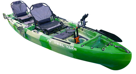 13.5ft double flap drive fishing kayak for two adults sit on